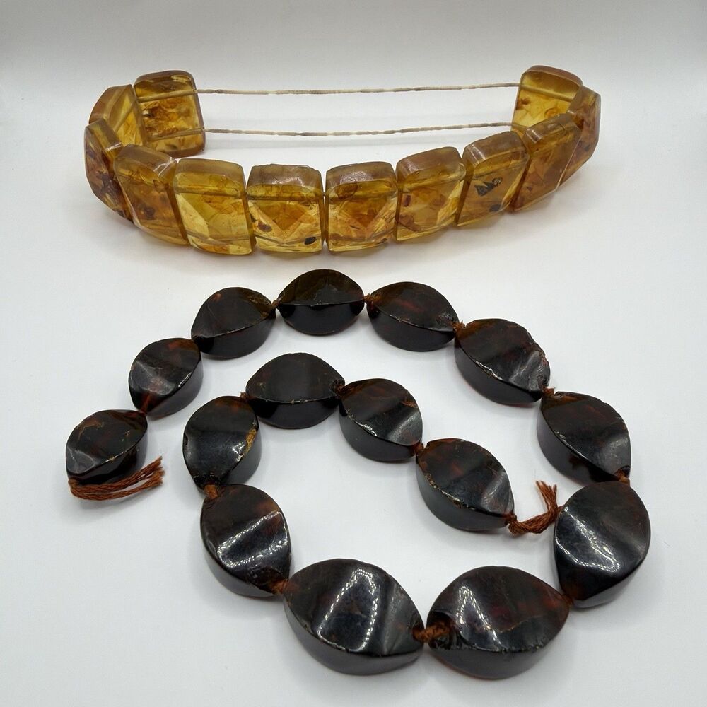 Vintage Baltic Amber Beads Large Butterscotch & Cherry Amber Necklace Parts